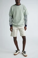 BEAMS Cutoff Sleeve French Terry Sweatshirt Green at Nordstrom,