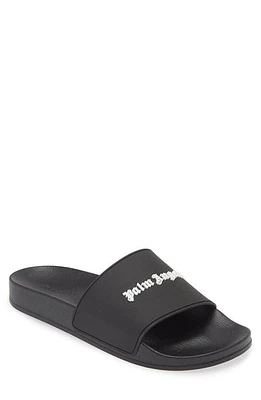 Palm Angels Essential Logo Pool Slide Sandal Black White at Nordstrom,