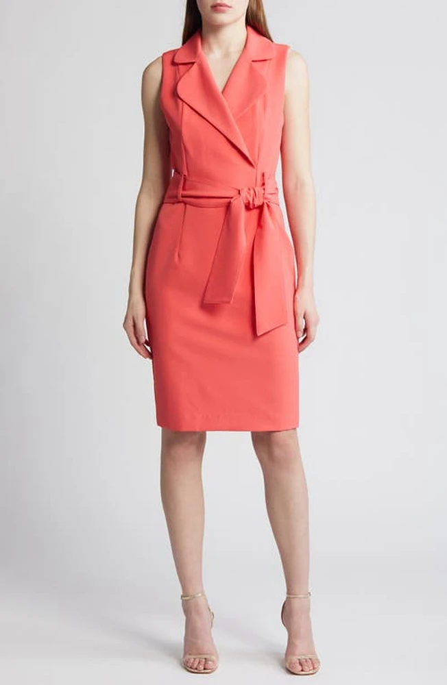 Black Halo Danica Belted Sheath Dress Coral at Nordstrom,