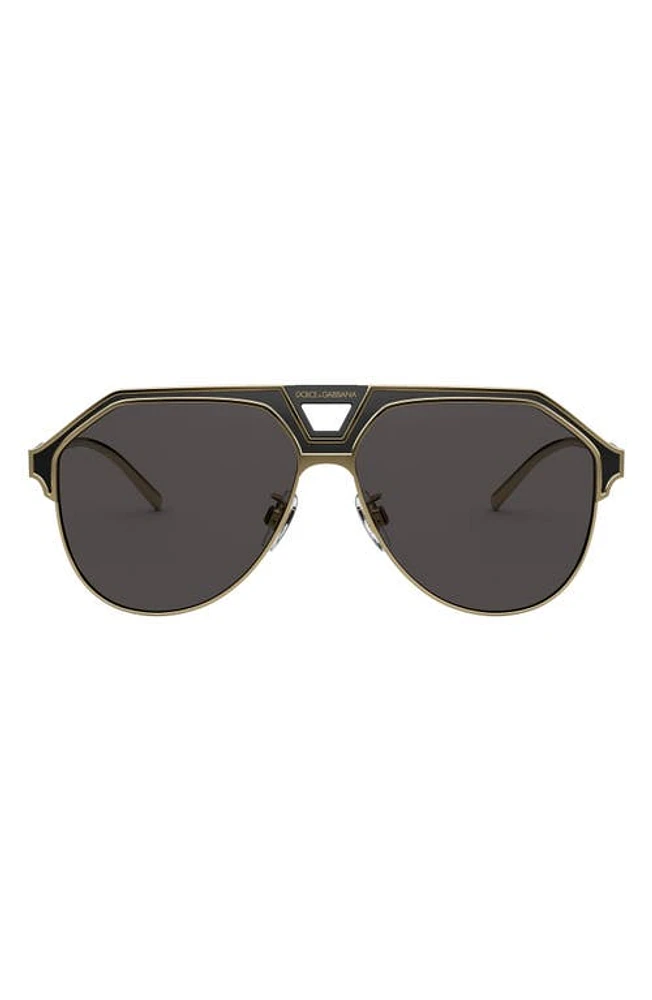 Dolce & Gabbana 60mm Gradient Aviator Sunglasses in Gold/Black Matte/Grey at Nordstrom