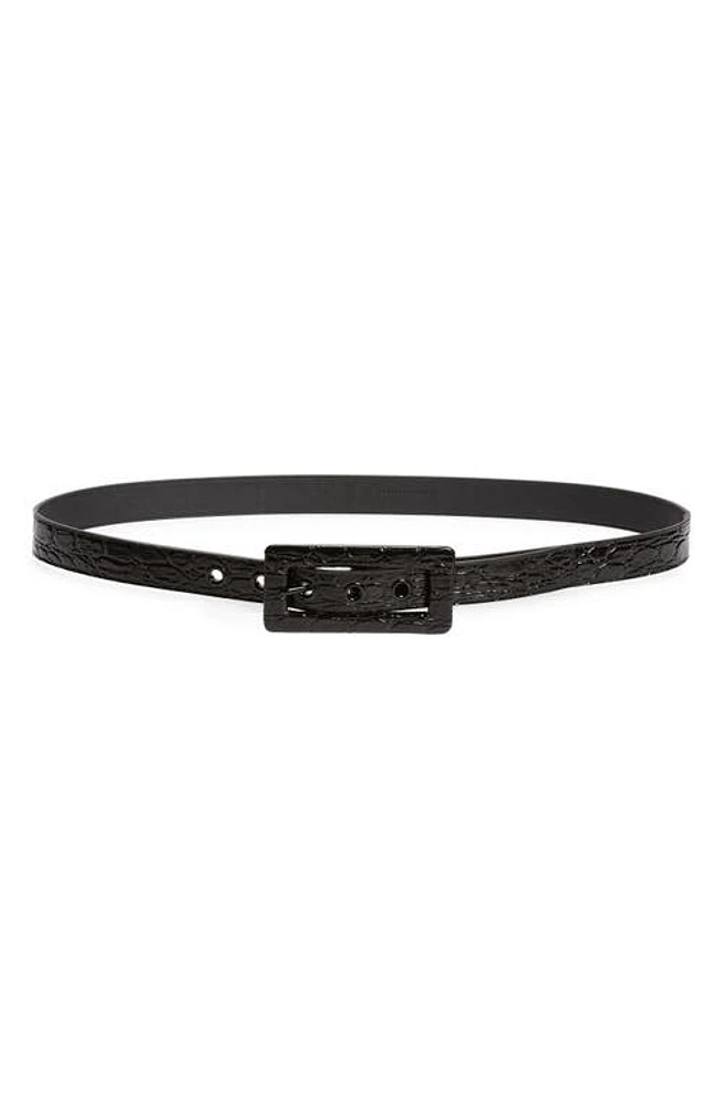 Saint Laurent Croc Embossed Leather Belt Nero at Nordstrom,