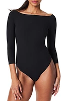 SPANX Suit Yourself Boat Neck Rib Bodysuit Classic Black at Nordstrom,