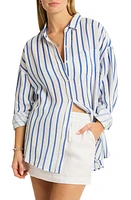 Sea Level Amalfi Beach Cover-Up Shirt Blue at Nordstrom,