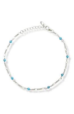 Argento Vivo Sterling Silver Stone Figaro Chain Anklet at Nordstrom