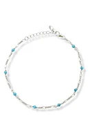 Argento Vivo Sterling Silver Stone Figaro Chain Anklet at Nordstrom