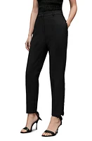 AllSaints Maxine High Waist Frayed Trim Trousers Black at Nordstrom, Us