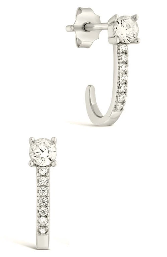 Sterling Forever Cubic Zirconia Pavé Drop Earrings in Silver at Nordstrom