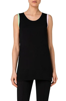 Akris punto Colorblock Sleeveless Virgin Merino Wool Top 956 Black-Multicolor at