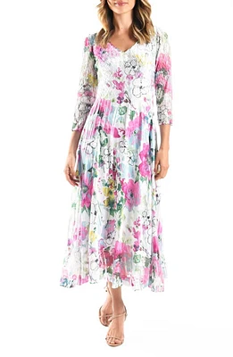 Komarov Charmeuse & Chiffon A-Line Dress Fresh Bouquet at Nordstrom,