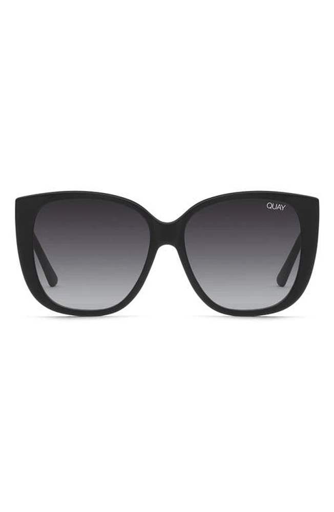 Quay Australia Ever After 59mm Cat Eye Sunglasses in Matte Black/Smoke at Nordstrom