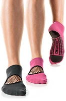 Arebesk Phish Net Assorted 2-Pack Closed Toe Ankle Socks in Charcoal-Pink at Nordstrom, Size Small