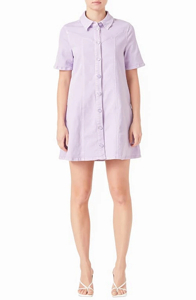 English Factory Washed Denim Minidress in Lilac at Nordstrom, Size Medium