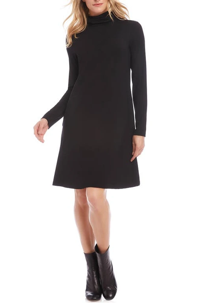 Karen Kane Quinn Turtleneck Long Sleeve Dress in Black at Nordstrom, Size Large