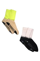 Arebesk Disco Assorted 2-Pack Crew Grip Socks Black - Lime at Nordstrom,