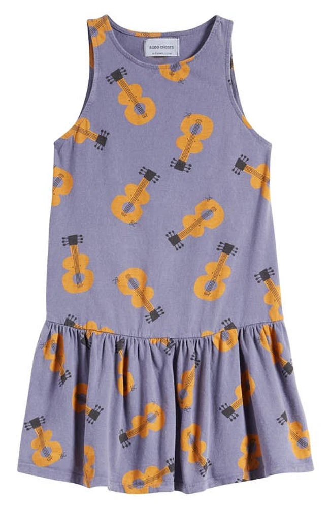 Bobo Choses Kids' Guitar Print Organic Cotton Tank Dress Prussian Blue at Nordstrom, Y