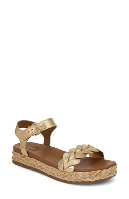 Naturalizer Neila Ankle Strap Platform Sandal Dark Gold Leather at Nordstrom,