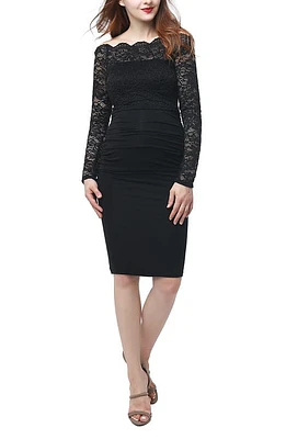 Kimi and Kai Hannah Convertible Off-the-Shoulder Maternity Sheath Dress in Black at Nordstrom, Size Small