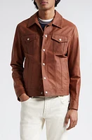 Eleventy Leather Trucker Jacket Brown at Nordstrom, Us