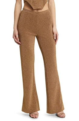 SOMETHING NEW Nadia Metallic Knit Pants Rich Gold at Nordstrom,