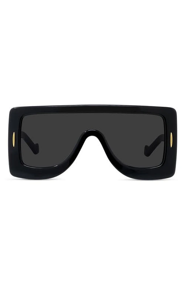 Loewe Chunky Anagram 122mm Square Sunglasses in Shiny Black /Smoke at Nordstrom