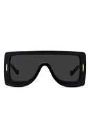 Loewe Chunky Anagram 122mm Square Sunglasses in Shiny Black /Smoke at Nordstrom