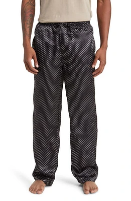 Majestic International Silk Charmeuse Pajama Pants Black Dot /Black Piping at Nordstrom,