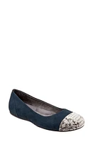 SoftWalk Sonoma Cap Toe Flat Navy Leather at Nordstrom,