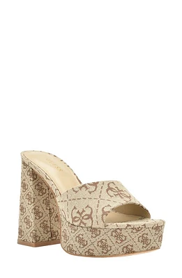 GUESS Jadah Jacquard Platform Sandal Medium Brown 211 at Nordstrom,