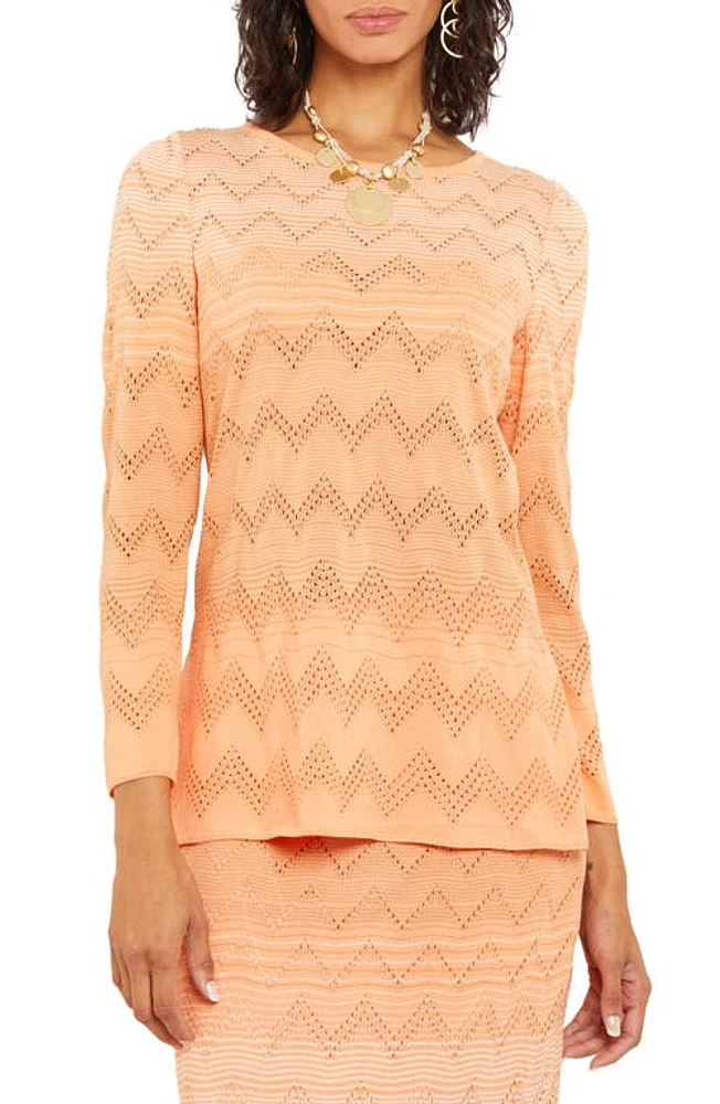 Misook Ombré Pointelle Knit Tunic Citrine/italian Clay/biscotti at Nordstrom,