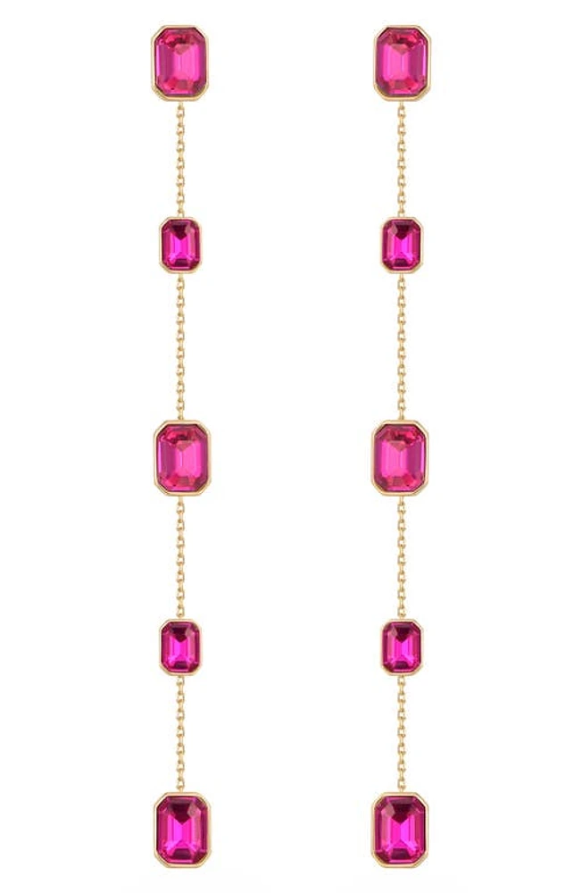 Ettika Baguette Crystal Linear Drop Earrings in Fuchsia at Nordstrom