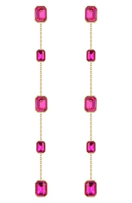 Ettika Baguette Crystal Linear Drop Earrings in Fuchsia at Nordstrom