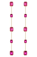 Ettika Baguette Crystal Linear Drop Earrings in Fuchsia at Nordstrom