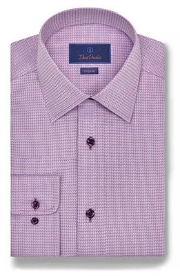 David Donahue Regular Fit Dobby Diagonal Cotton Dress Shirt Lilac at Nordstrom,