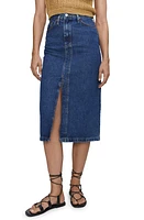 MANGO Denim Midi Skirt Dark Blue at Nordstrom