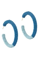 Deepa Gurnani Nixie Two-Tone Bead Hoop Earrings in Baby Blue at Nordstrom