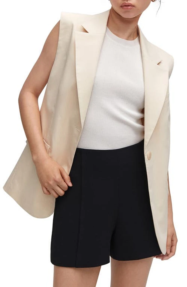 MANGO Pocket Long Vest in Ecru at Nordstrom, Size Medium