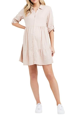 Ripe Maternity Adel Linen Blend Maternity/Nursing Dress in Peachy Pink at Nordstrom