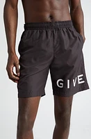 Givenchy Logo Swim Trunks Black/White at Nordstrom,