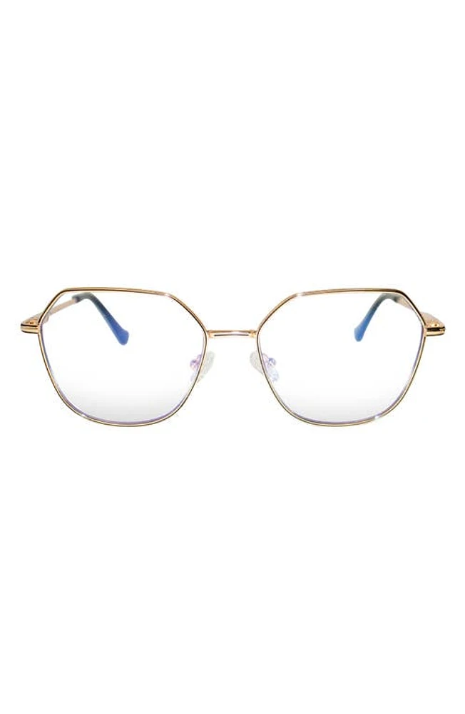 Fifth & Ninth Selena 54mm Geometric Blue Light Blocking Glasses in Gold/Clear at Nordstrom