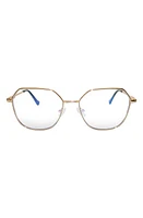 Fifth & Ninth Selena 54mm Geometric Blue Light Blocking Glasses in Gold/Clear at Nordstrom