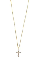 Argento Vivo Sterling Silver Cubic Zirconia Cross Pendant Necklace in Gold at Nordstrom