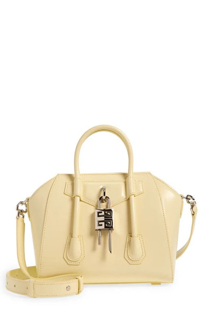 Givenchy Mini Antigona Lock Leather Satchel in Soft Yellow at Nordstrom