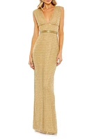 Mac Duggal Beaded Cap Sleeve Column Gown at Nordstrom,