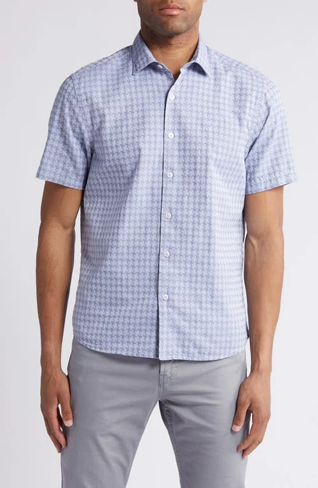 Robert Barakett Dearborn Short Sleeve Button-Up Shirt Blue at Nordstrom,