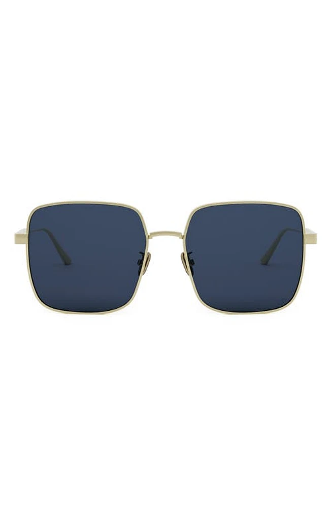 'DiorCannage S1U 59mm Square Sunglasses in Gold /Solid Blue Lenses at Nordstrom