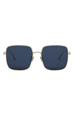 'DiorCannage S1U 59mm Square Sunglasses in Gold /Solid Blue Lenses at Nordstrom