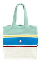 Casablanca Stripe Crochet Tote Bag in White /Blue Multi at Nordstrom