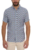 Robert Graham Vance Abstract Print Short Sleeve Button-Up Shirt Blue at Nordstrom,