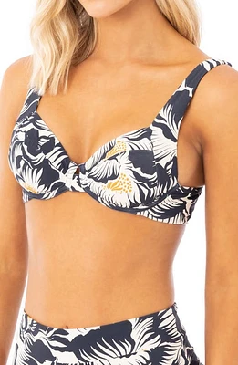 Maaji Delft Archie Floral Reversible Underwire Bikini Top Blue at Nordstrom,