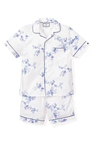 Petite Plume Kids' Floral Two-Piece Short Pajamas White at Nordstrom,